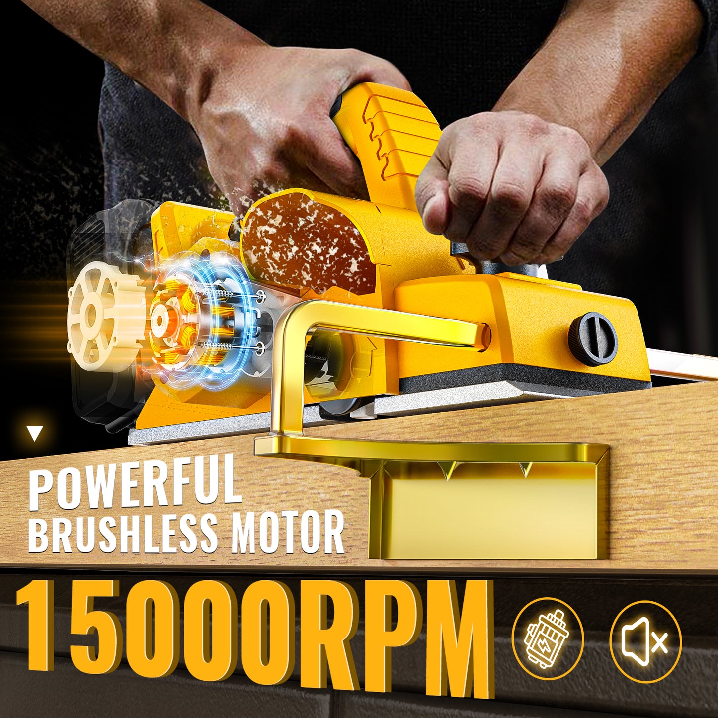 MtiolHig Cordless Electric Hand Planer: 3-1/4-Inch Handheld Planer Compatible with Dewalt 20V Battery (No Battery) - 15000 RPM Power Wood Planer for Woodworking, Carpentry, and Home DIY