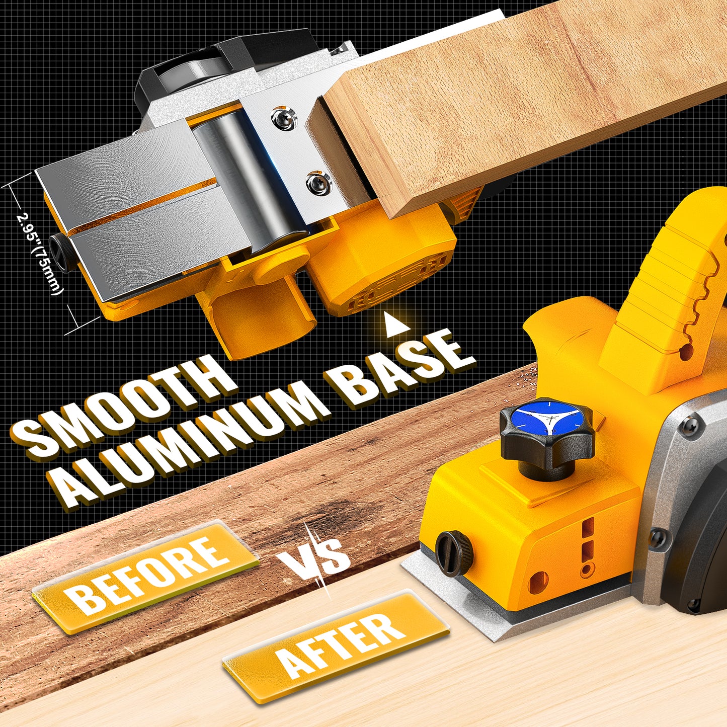 MtiolHig Cordless Electric Hand Planer: 3-1/4-Inch Handheld Planer Compatible with Dewalt 20V Battery (No Battery) - 15000 RPM Power Wood Planer for Woodworking, Carpentry, and Home DIY