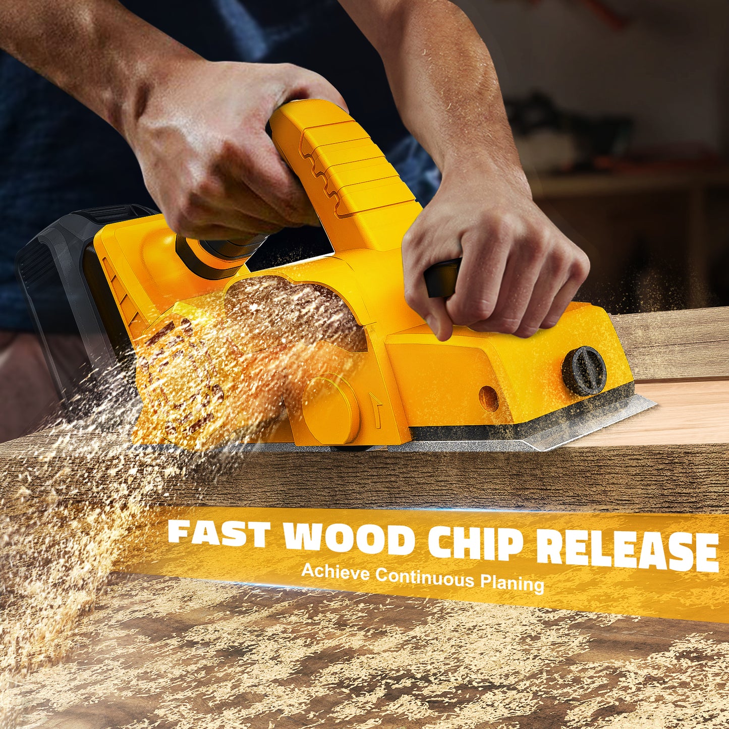 MtiolHig Cordless Electric Hand Planer: 3-1/4-Inch Handheld Planer Compatible with Dewalt 20V Battery (No Battery) - 15000 RPM Power Wood Planer for Woodworking, Carpentry, and Home DIY